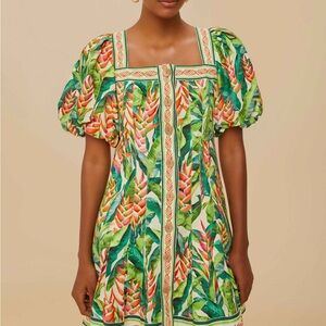 FARM Rio Off-White Heli Leaves Lenzing™ Ecovero™ Euroflax™ Mini Dress